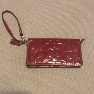 Red Patent Leather Coach Wristlet